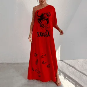 Vestido ombro único longo Iansã
