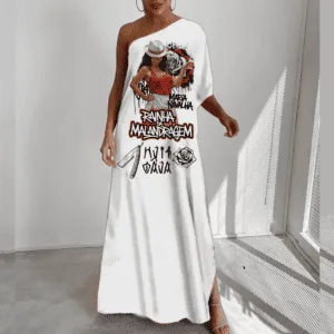 Vestido ombro único longo Maria Navalha