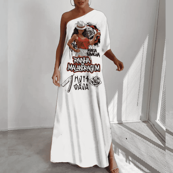 Vestido ombro único longo Maria Navalha