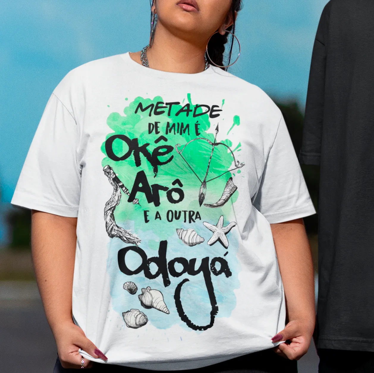 Camiseta Metade Oxóssi e Yemanjá - Loja Eremim