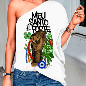 Blusa ombro único Santo de Axé