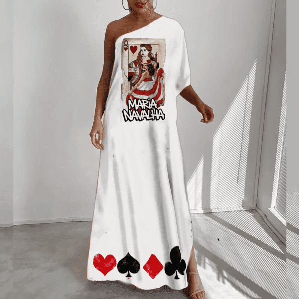 Vestido de ombro único Maria Navalha rainha de copas
