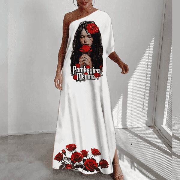 Vestido de ombro único longo Pombagira Menina