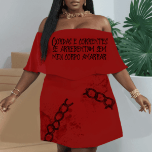 Vestido ombro nu São Jorge correntes