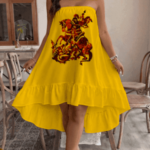 Vestido ombro nu São Jorge florido