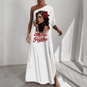 Vestido ombro único Maria Padilha fumando