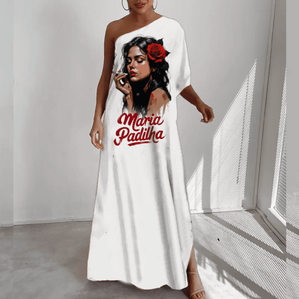 Vestido ombro único Maria Padilha fumando