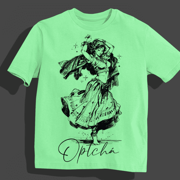 Camiseta Cigana em preto e branco verde