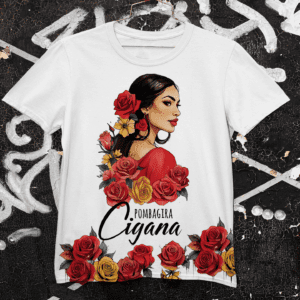 Camiseta Pombagira Cigana e rosas