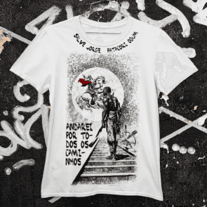 Camiseta Ogum e São Jorge no trilho do trem
