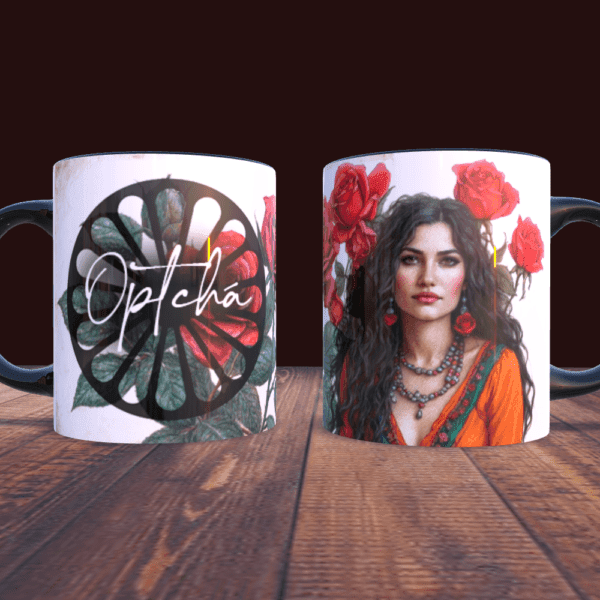 Caneca Cigana e rosas