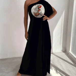 Vestido ombro único São Jorge na lua