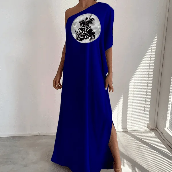 Vestido ombro único São Jorge preto e branco