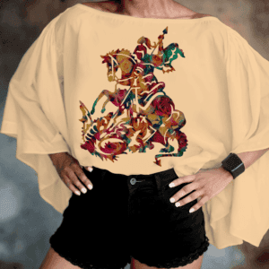 Blusa manga morcego São Jorge colorido