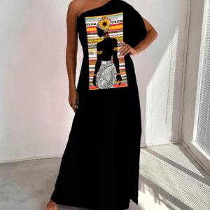 Vestido ombro único Oxum África