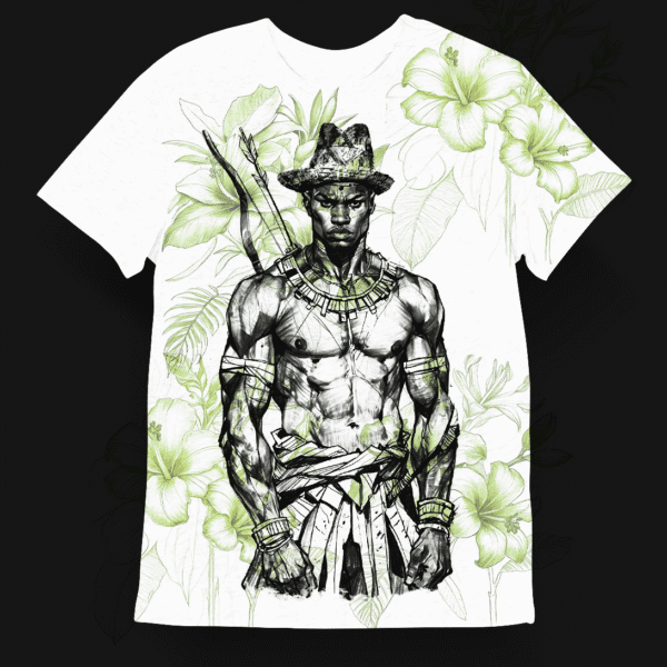 Camiseta Oxóssi com flores branca