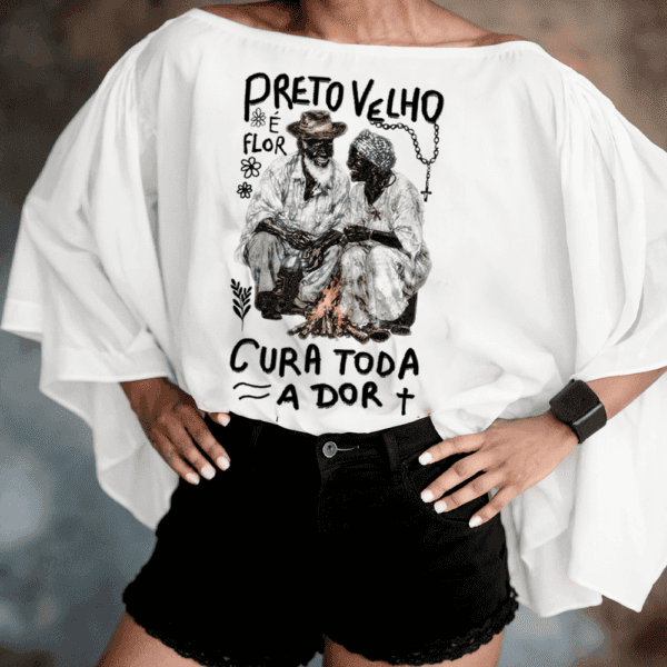 Manga morcego Preto Velho é flor