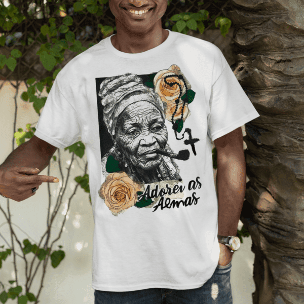 Camiseta Preta Velha com rosário