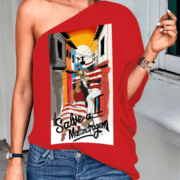 Blusa ombro único Malandra e Malandro