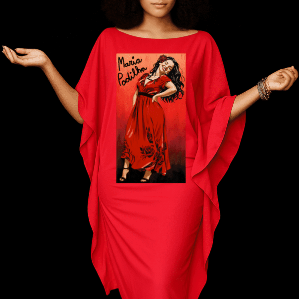 Alaka Maria Padilha gargalhando vermelho