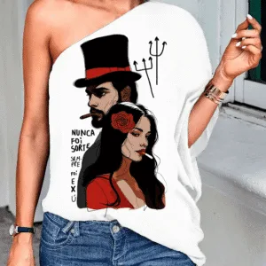 Blusa ombro único Exú e Pombagira Laroyê