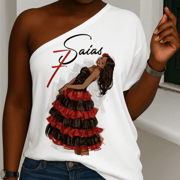 Blusa ombro único Laroyê Sete Saias