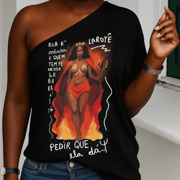 Blusa ombro único Pombagira é odara