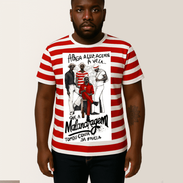 Camiseta listrada Malandragem na favela