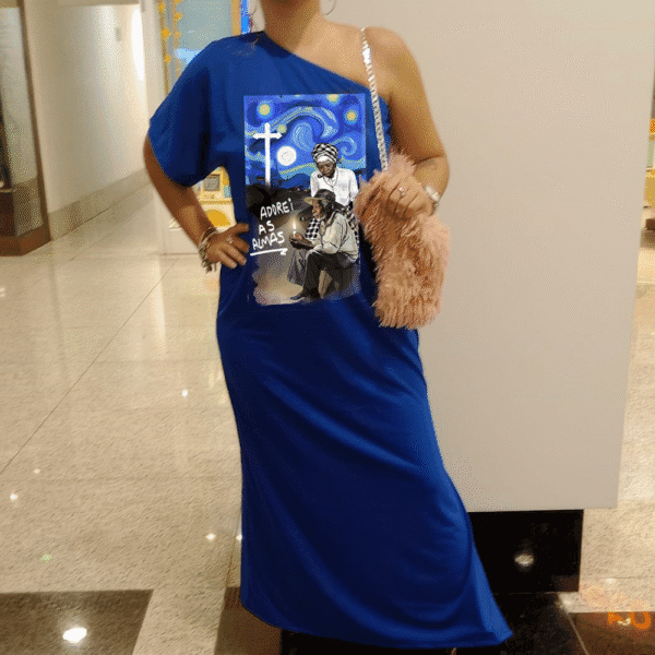 Vestido longo Adorei as Almas noite estrelada