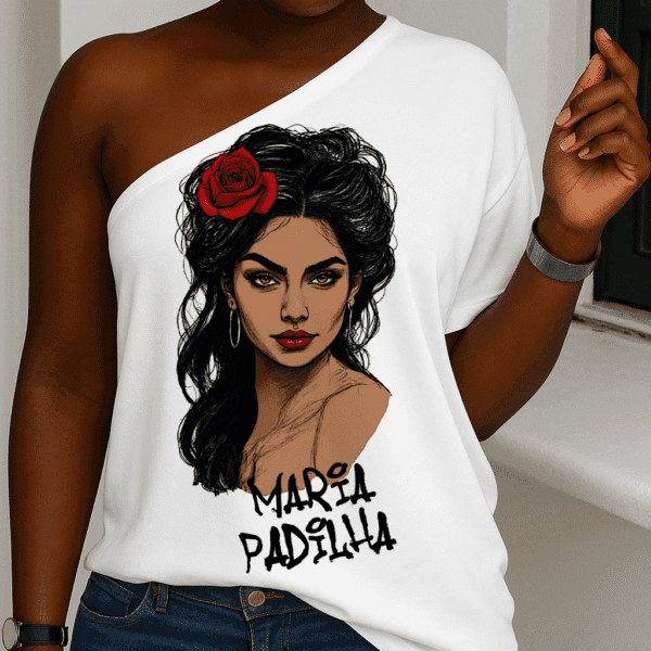 Blusa ombro único Maria Padilha rosto