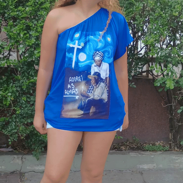 Blusa ombro único Adorei as Almas noite estrelada