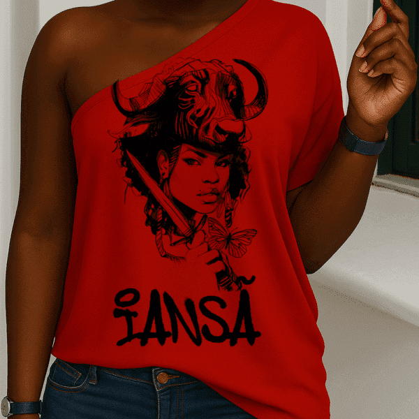 Blusa ombro único Iansã silhueta