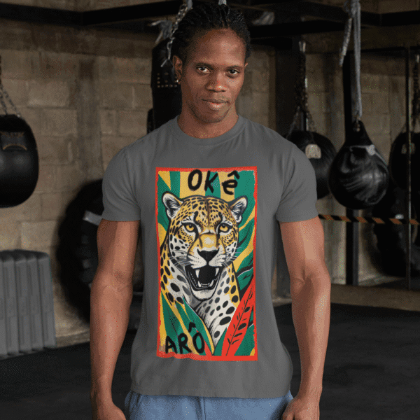 Camiseta Oxóssi onça colorida