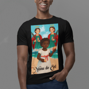 Camiseta Cosme e Damião e erê pretinha