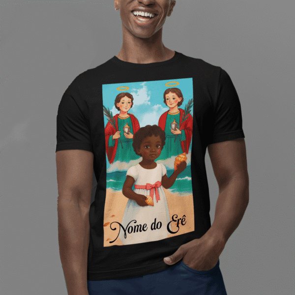 Camiseta Cosme e Damião e erê pretinha