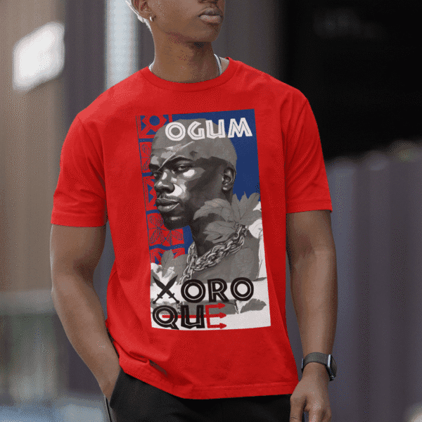 Camiseta Ogum Xoroquê guerreiro vermelha