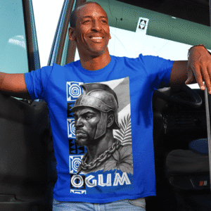 Camiseta Ogum azul e branco