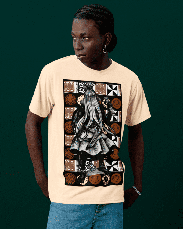 Camiseta Omolu símbolos bege