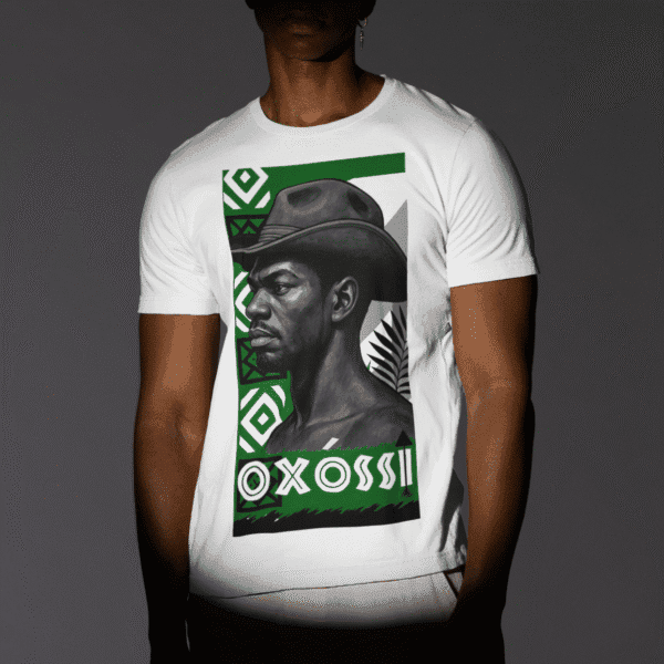 Camiseta Oxóssi verde e branco branco