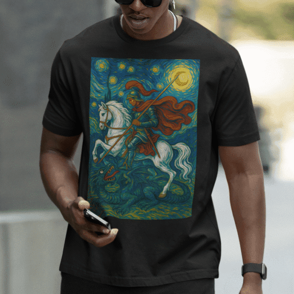 Camiseta São Jorge noite estrelada preta