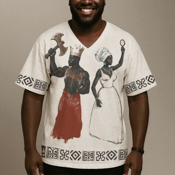 Camiseta Xangô e Yemanjá de branco