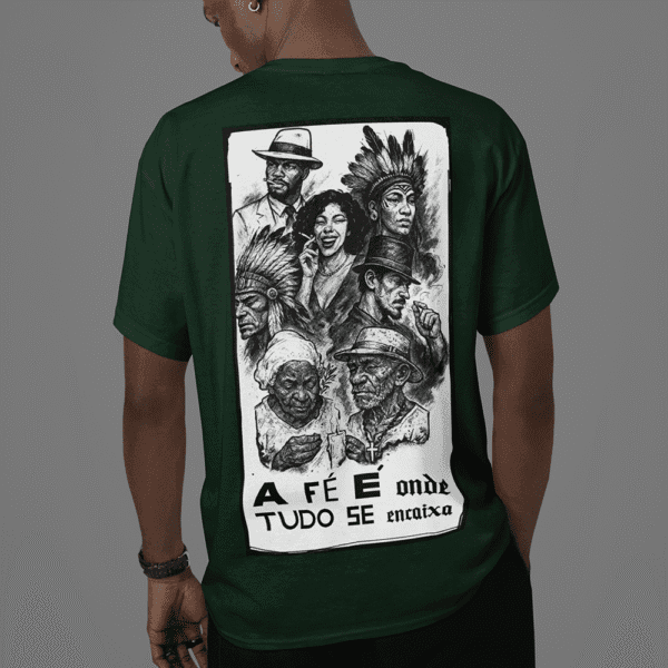 Camiseta Fé e Axé verde musgo