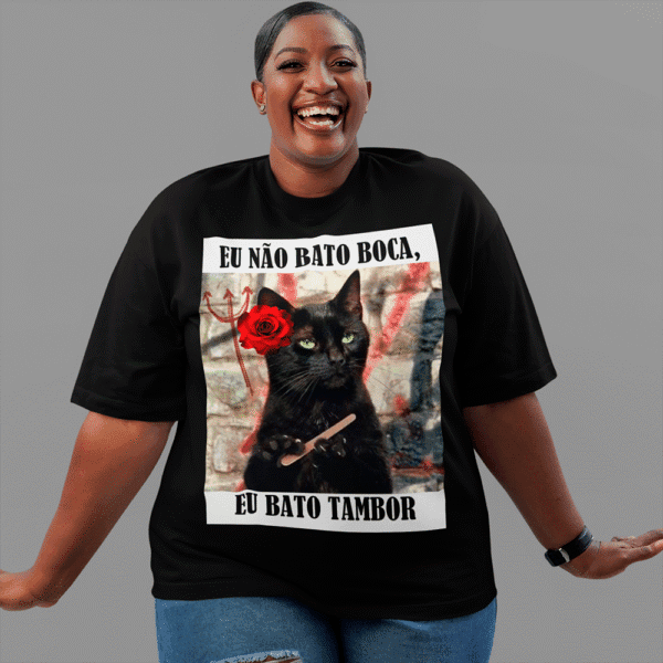 Camiseta Gato do Axé com flor branco - Imagem 3