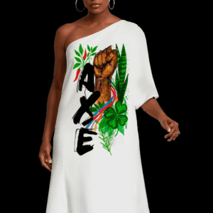 Vestido longo axé ombro único ampliado