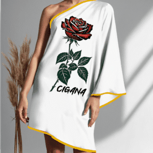 Vestido ombro único curto Cigana