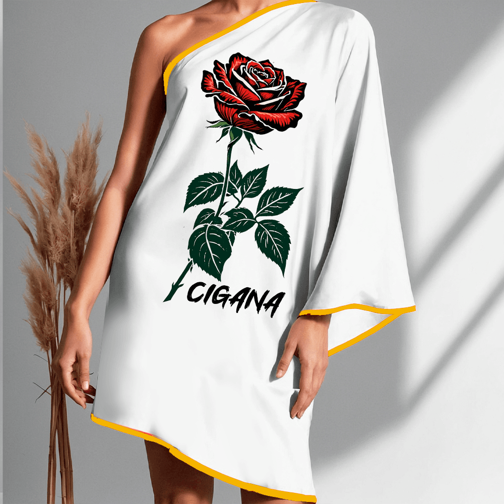 Vestido ombro único curto Cigana