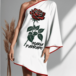 Vestido ombro único curto Maria Farrapo