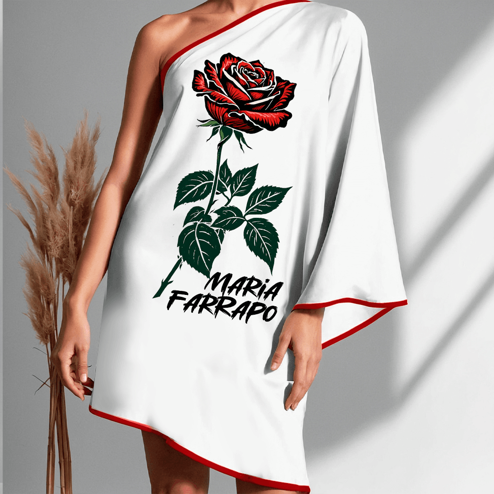 Vestido ombro único curto Maria Farrapo