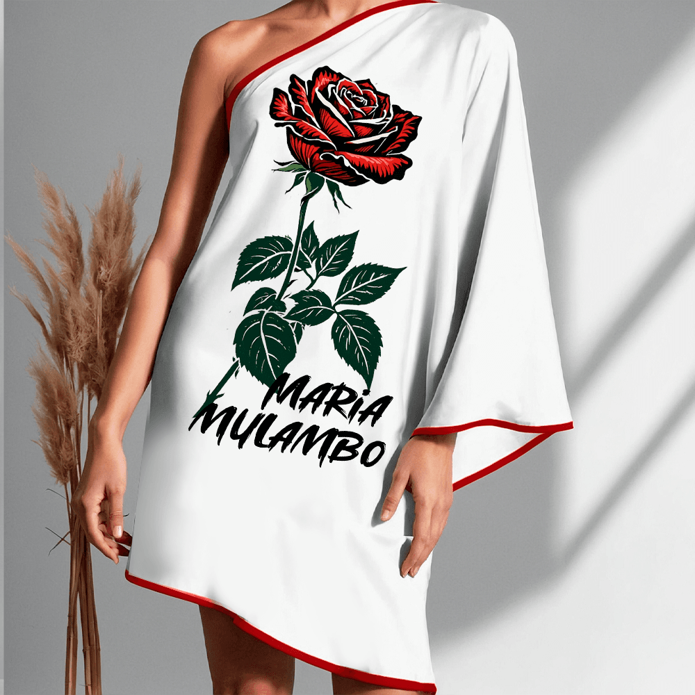 Vestido ombro único curto Maria Mulambo viés