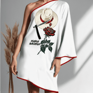 Vestido ombro único curto Maria Navalha viés